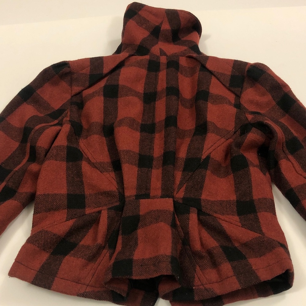 Anthropologie XS Jacket Moto Plaid Lt Brown Black Pockets Zipper Excellent Condi - Picture 10 of 12